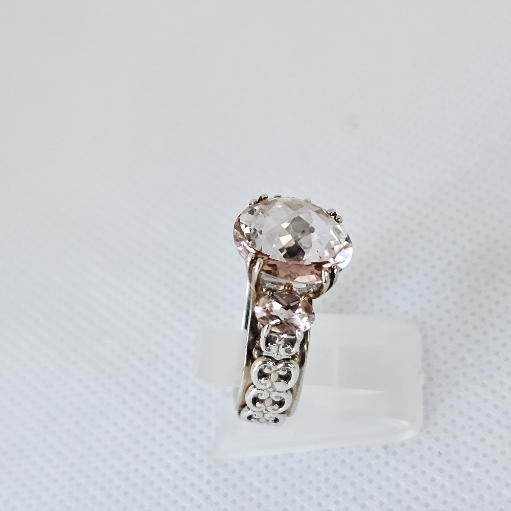 Natural Gems En Vogue Retired Morganite Palladium Rose Gold 925 Ring Sz 8! - Picture 12 of 17